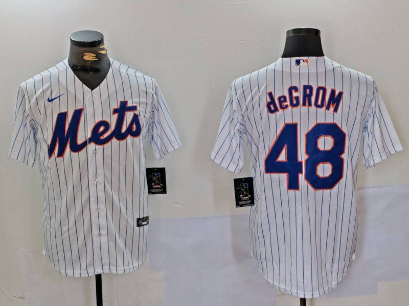 Men New York Mets #48 Degrom White Stripe Game 2024 Nike MLB Jersey style 1->customized nfl jersey->Custom Jersey